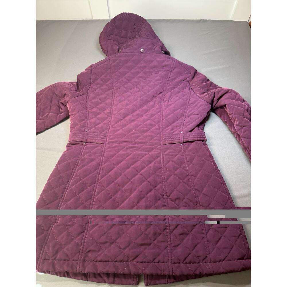 Liz Claiborne Women’s Purple Hooded Quilted Mid-Length Jacket Zip/Snap M - Picture 10 of 11